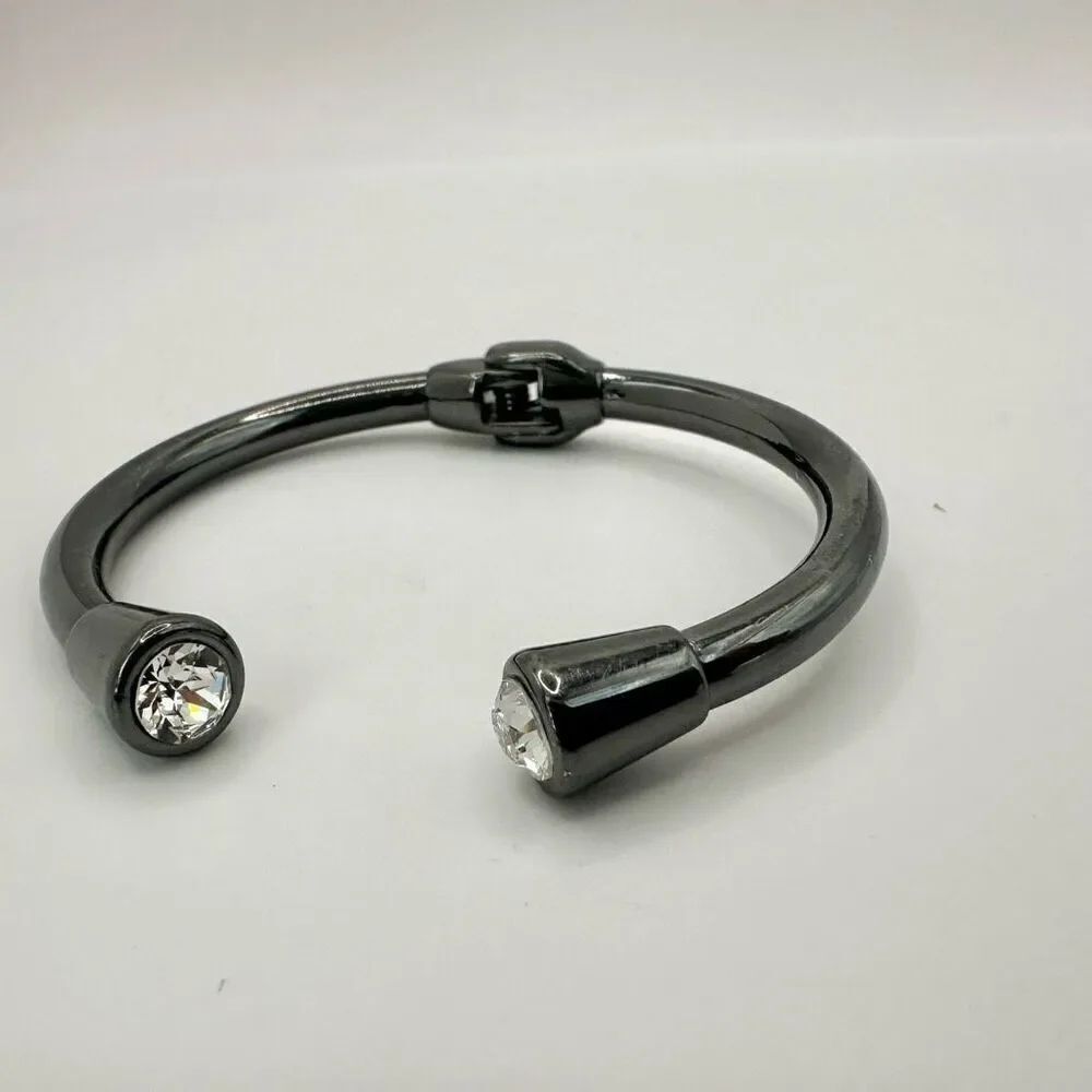 Grey rhinestone open cuff bracelet